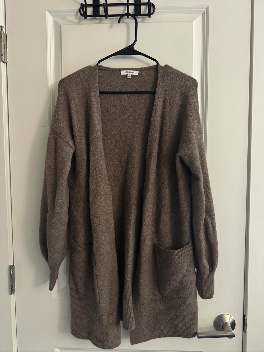 Madewell Balloon-Sleeve Cardigan Sweater Brown Small